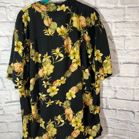 Steve & Barry's Mens Large Classic Black Floral Hawiian Short Sleeve Shirt - Picture 3 of 7